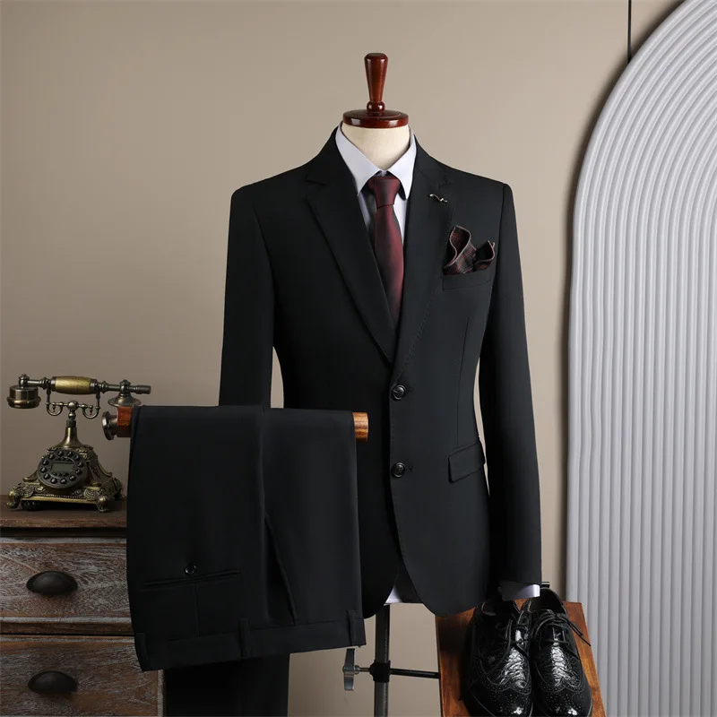 High End Business Men Suits Lightweight Luxurious Wrinkle Resistant Professional Suit  Fashion Urban Commut Wedding Banquet Suit