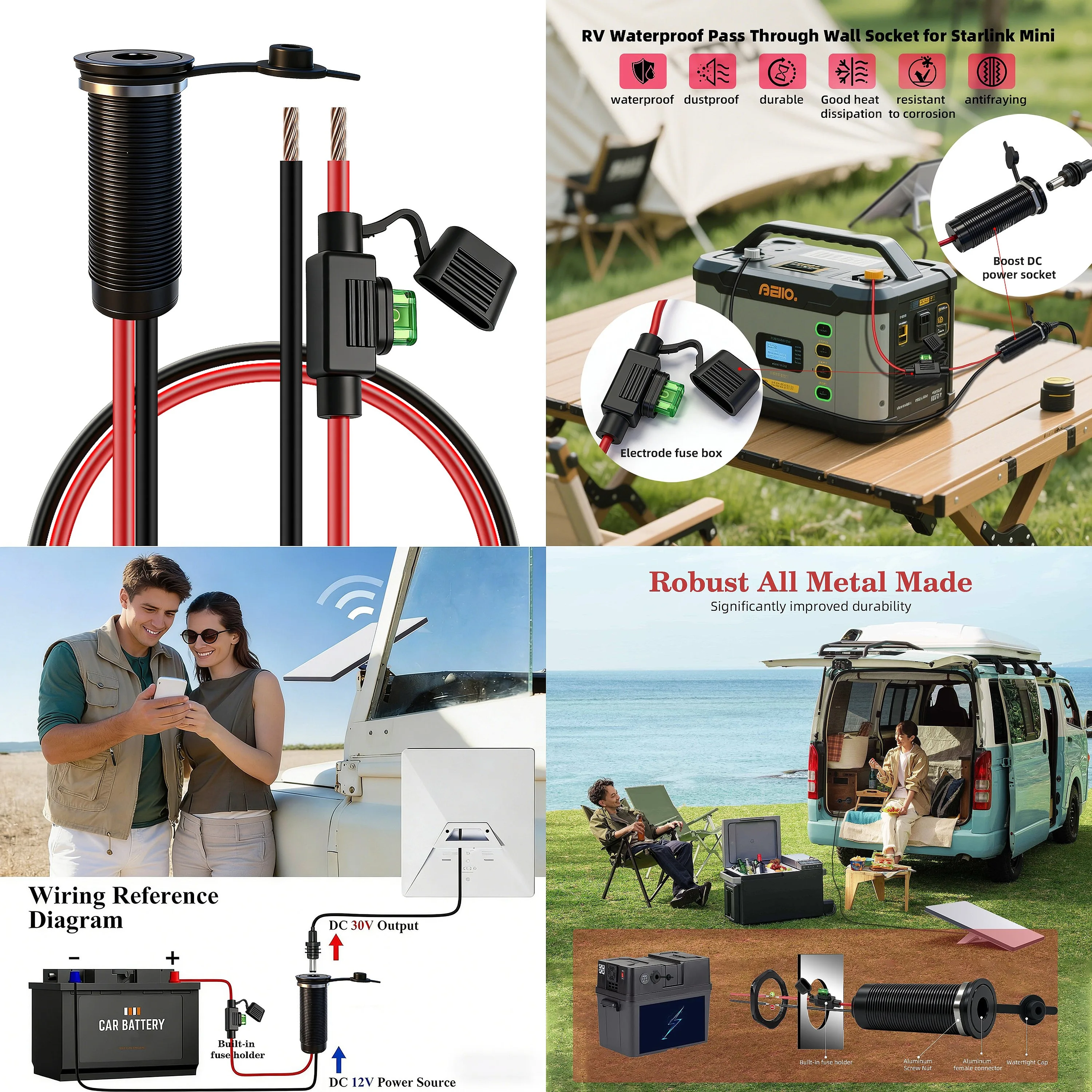 OEM Custom Design Starlink Mini Outdoor DC Power Cord Power Kit 12V to 24V Boost Adapter Wall Threading Kit