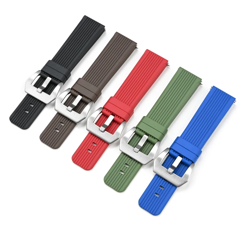 Premium Grade Fluoro Rubber Watch Strap 20mm 22mm 24mm FKM Diving Quick Release Bracelet Band for Rolex Water Ghost Panerai