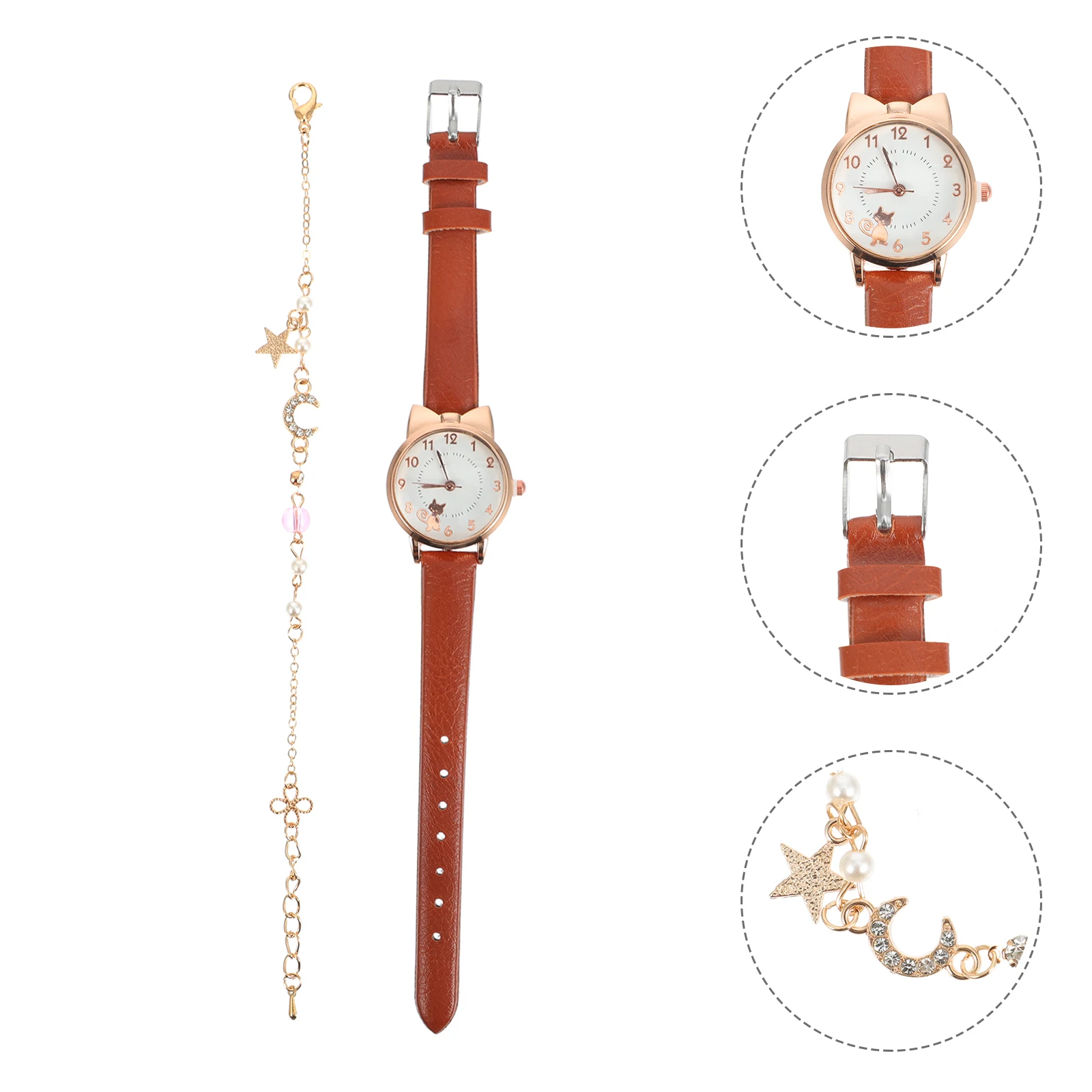 Twine Quartz Watch Bracelet Set Child Woman Bracelets Glass Ladies Watches for Women
