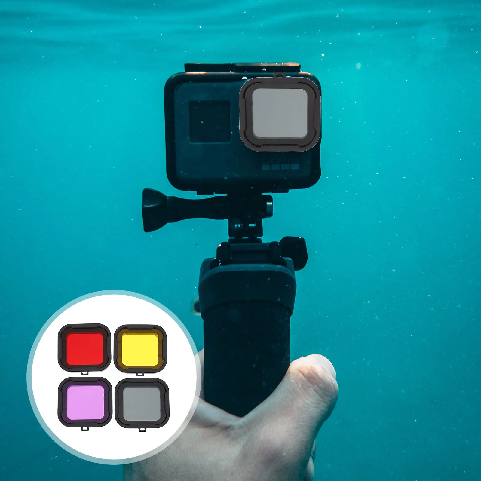 

4 pcs Underwater Diving Lens Filter High Transparency Waterproof Scratch Resistant Optical Glass Protective Case Macro Red