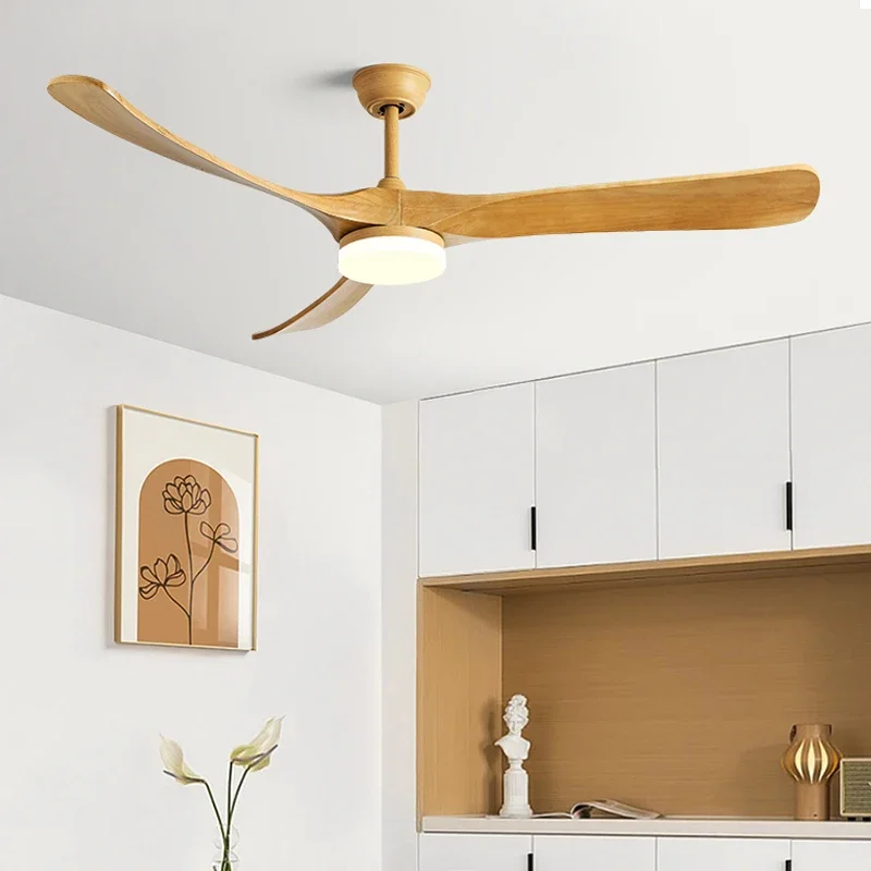 Luxury Natural Wooden Ceiling LED Fan Home Decorative Pendant Fan With Reversible Motor Suitable for Summer and Winter 70 Inch