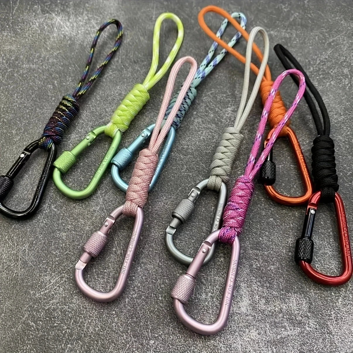 1 piece woven rope keychain with metal - outdoor emergency rope, sports circular design - suitable for backpacks and gift labels