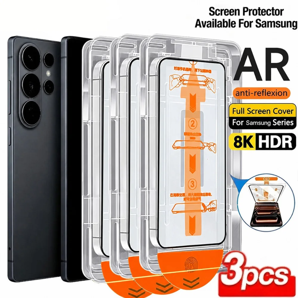 Image of 3er-Pack Vollflächiger Displayschutz aus Gehärtetem Glas für Samsung A57 A56 5G A16 A17 A37 A26 A55 A54 S25 S26 Ultra
