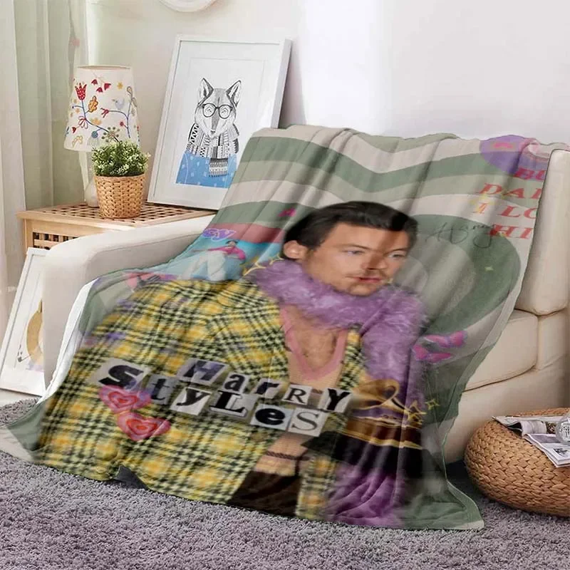 Harrystyles Flannel Soft Blanket Warm  Retro Blankets for Beds Bedroom Living Room Sofa Blanket Travel Picnic Blanket