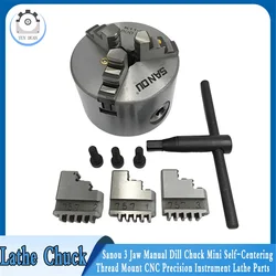 SANOU Self Centering Lathe Chuck 3 Jaws claw Manual Metal Scroll Chuck for Drilling Milling Machine Front loading/back loading