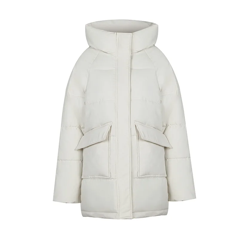 Autumn Winter Thicken Warm Medium Long Chic Parka Women Casual Sweety Solid Color Big Pocket Loose Hooded Coat Jackets Outwear