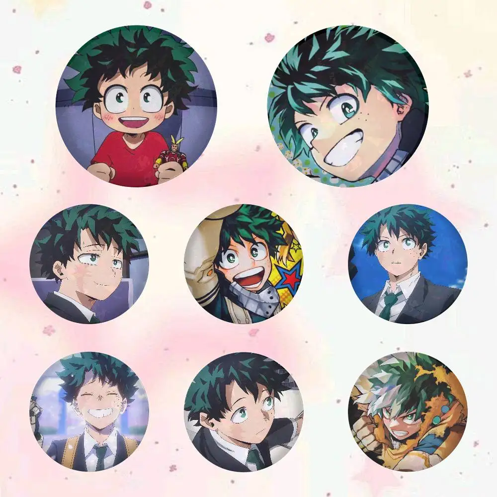 Midoriya Izuku Anime Character Badges Button Round Creative Pin Brooch Badge Bag Decor Accessories Fans Collect Friends Gifts