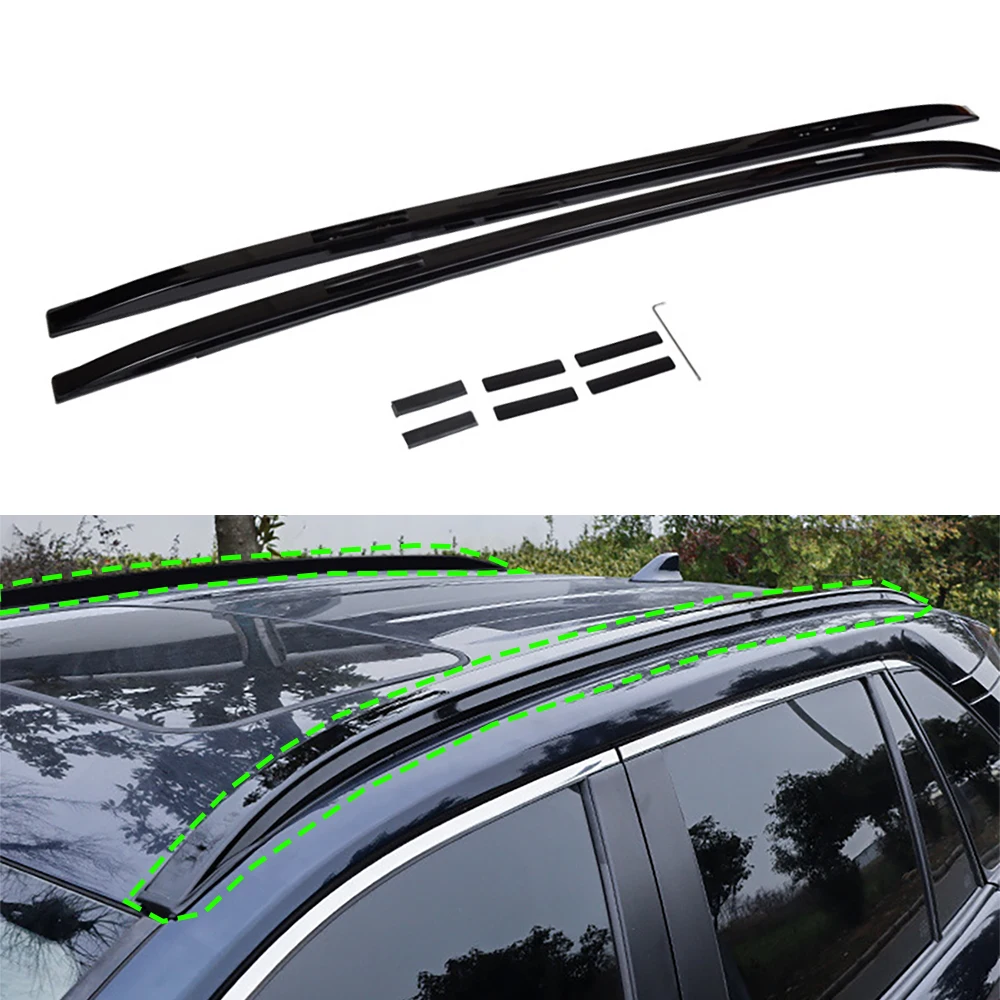 4PCS BLACK Aluminum Roof Rack Rail fits for Toyota RAV4 2019-2024 luggage