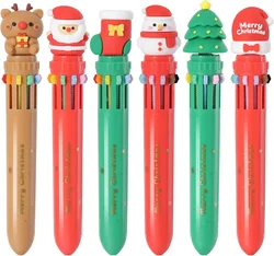 12 Pcs 10 Colors Ballpoint Pen 0.7 Mm,Retractable Christmas Office School Supplies