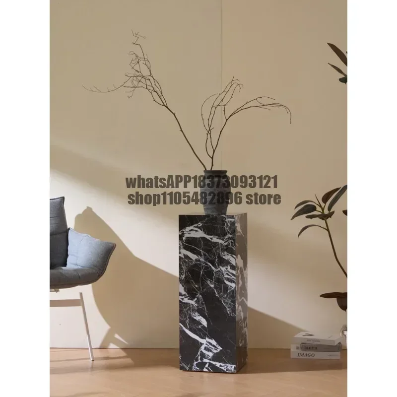 Quiet wind small side table coffee table minimalist retro mobile sofa side shelf Bulgari rock slab flower stand display stand