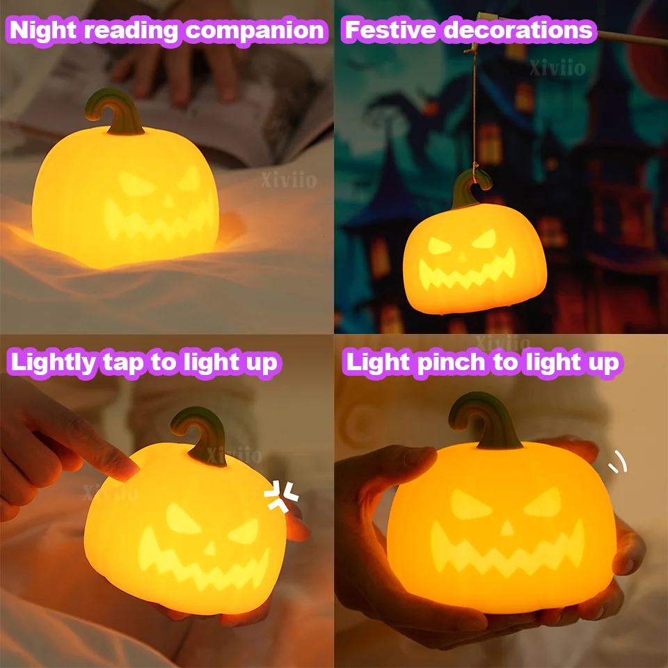 2025 أضواء اليقطين للهالوين لينة سيليكون فانوس الليل الاطفال هدية غرفة حديقة حفلة شجرة عيد الميلاد الديكور مصباح لتهيئة الجو عيد الميلاد شجرة عيد الميلاد ضوء عيد الميلاد ضوء عيد الميلاد