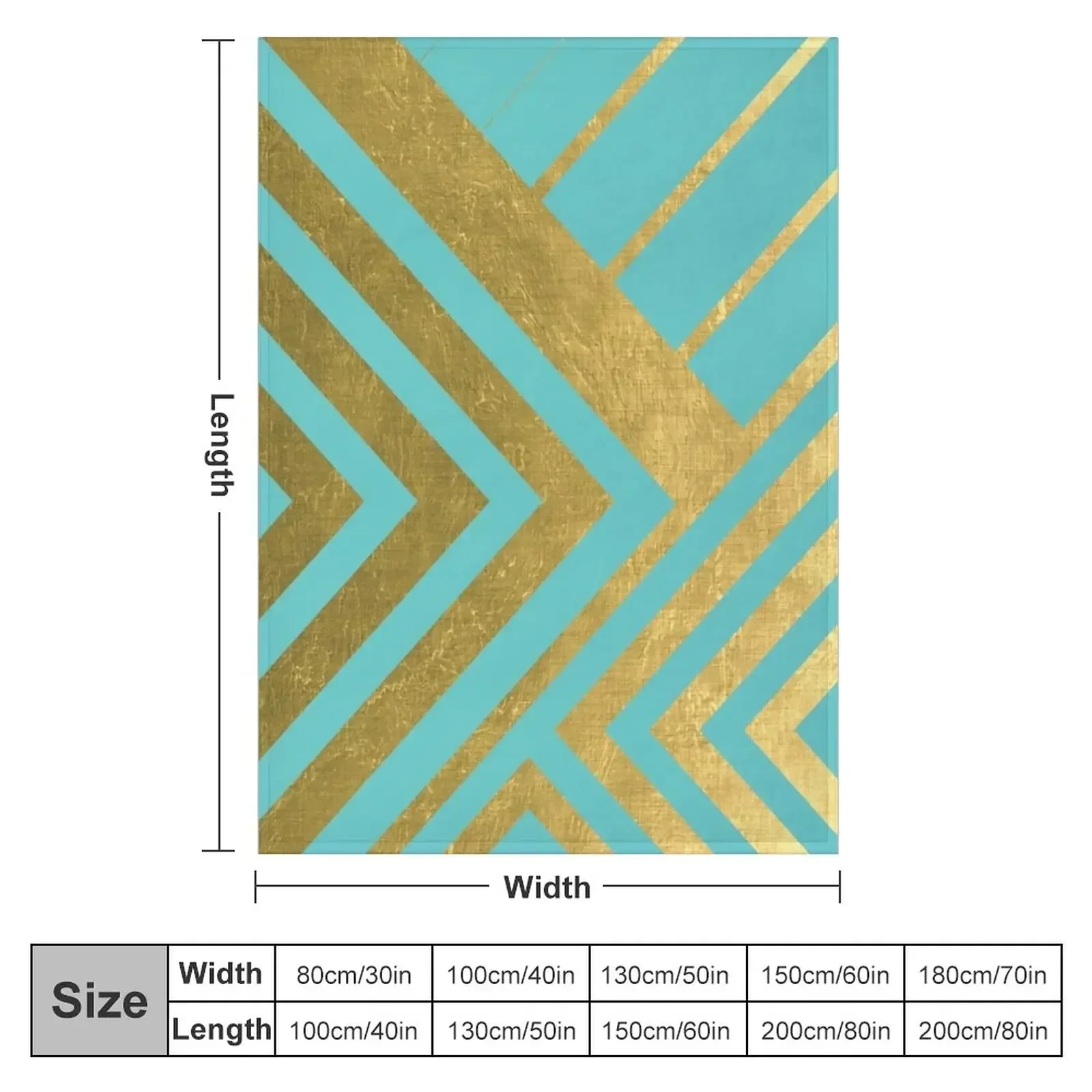 Turquoise and Gold Geometric Luxe Throw Blanket couch cozy soft plush fuzzy picnic outdoor blanket