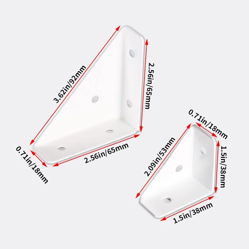 20pcs of right angled triangular bracket white corner connectors, suitable for bed and cabinet, furniture hardware fasteners