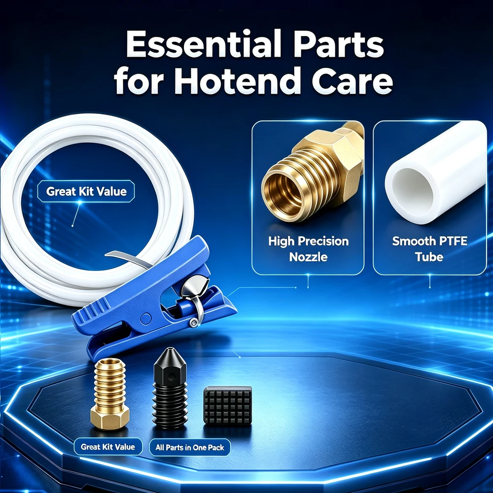 3 in 1 Hotend Maintenance Kit For Bambu Lab A1 A1 Mini Nozzle PTFE Teflon Tube Clean Brush, Replacement Parts 3D Printer Hot End