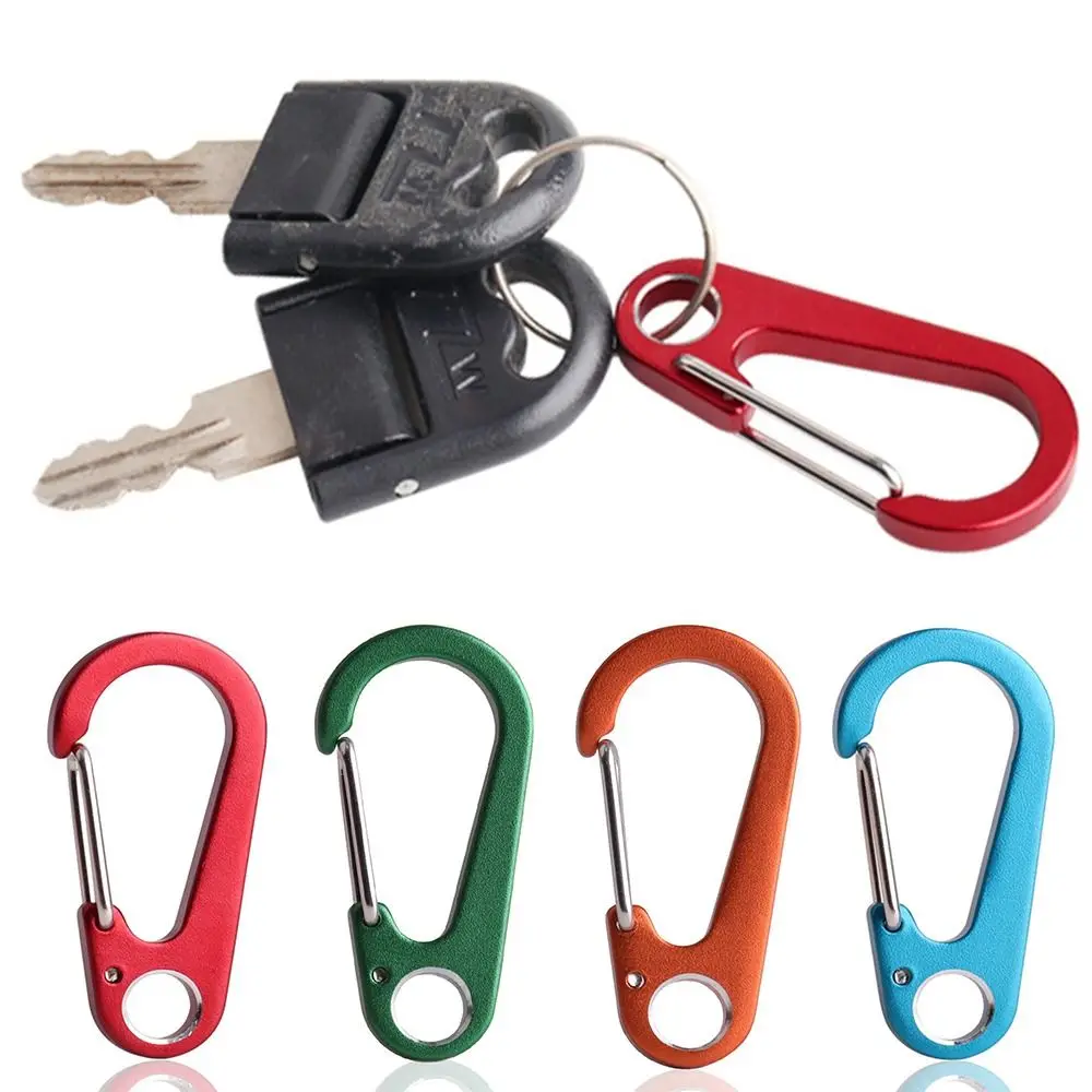 1pc Stainless Steel Keychain D-shaped Carabiner Spring Quick Hanging Buckle Waist Umbrella Rope Outdoor Multifunctional Buckle