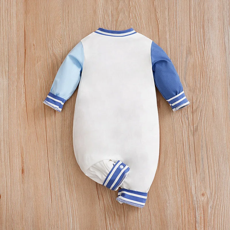 Newborn Baby Clothes Blue and white bear pattern Cotton Long Sleeve fashion casual Toddler Boy Clothes Kids Jumpsuit Pyjama