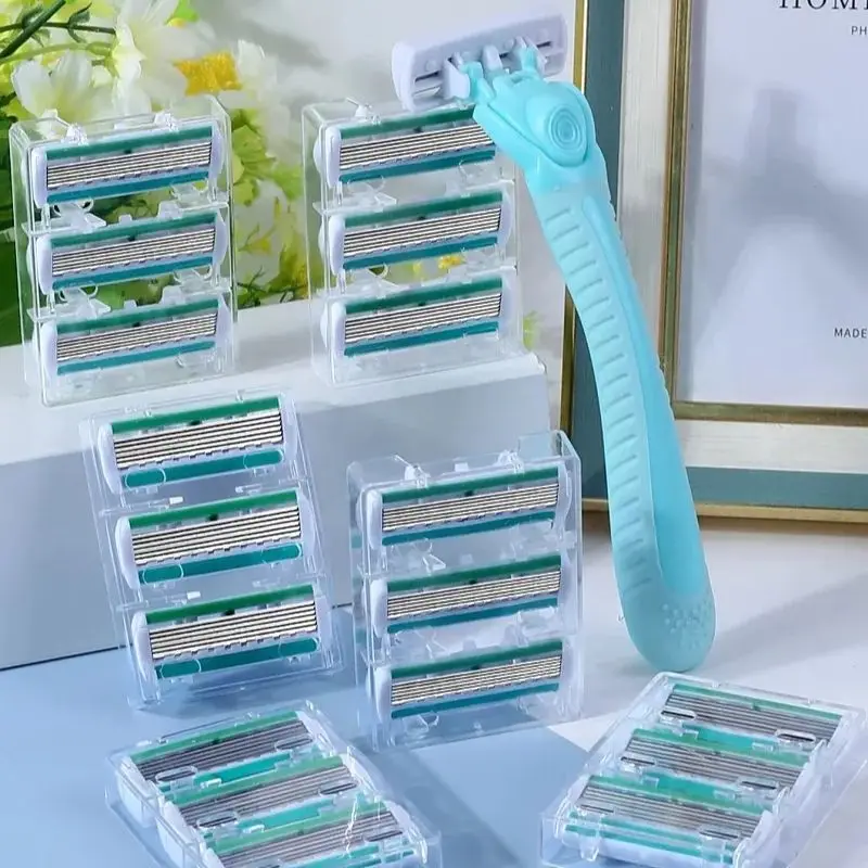 1 مقبض + 18 شفرات/ ماكينة حلاقة يدوية للنساء مكونة من 6 طبقات من الفولاذ المقاوم للصدأ لإزالة الشعر شفرات حلاقة قابلة للاستبدال #4