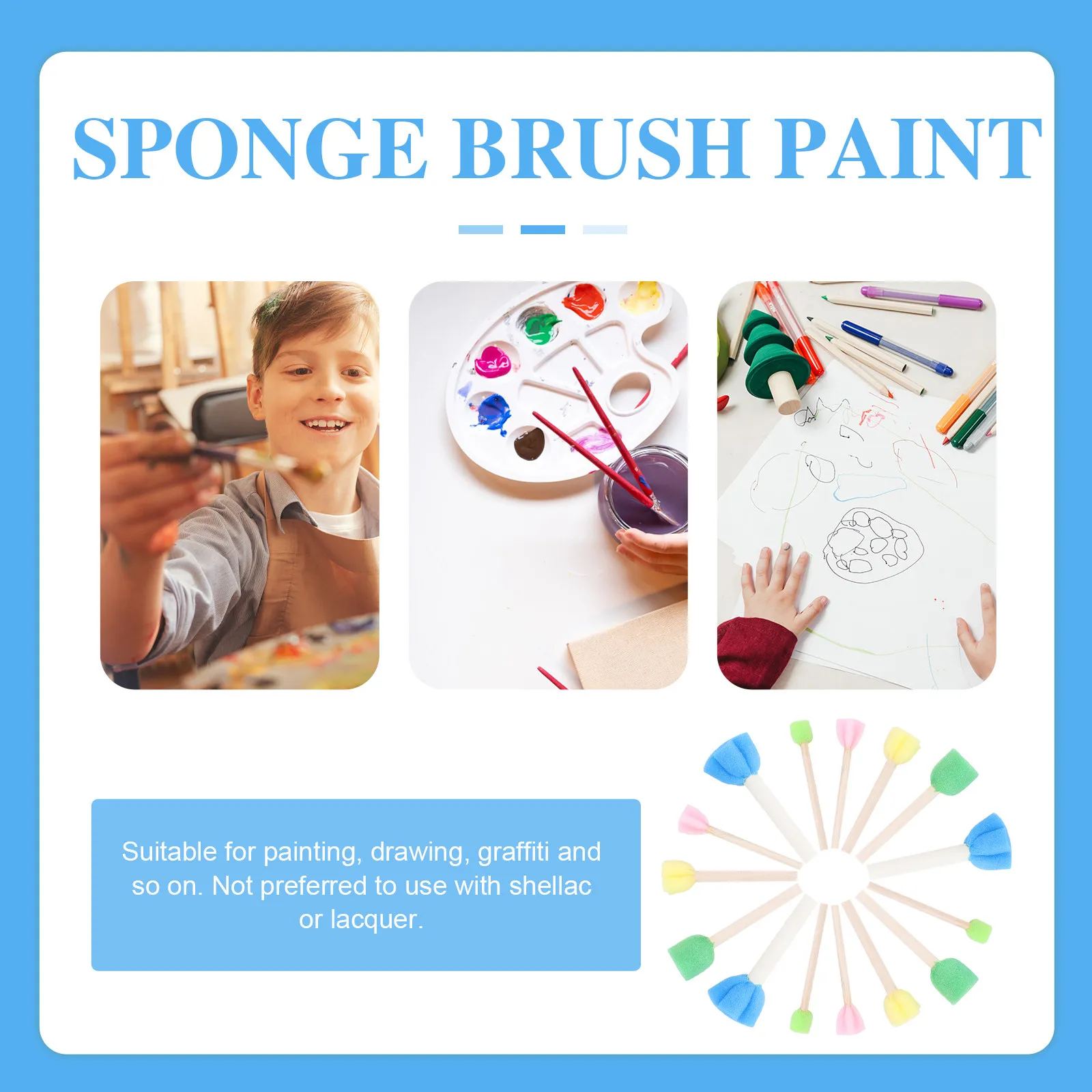15Pcs Kids Sponge Paint Brush Mini Flower Shaped Stamps Set Premium Painting Tools Early Art Graffiti