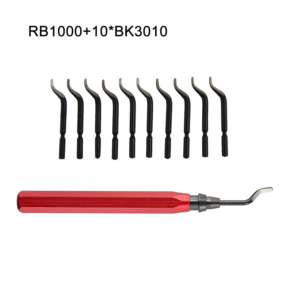 RB1000 utensile da taglio per la rimozione della sbavatura della sbavatura della maniglia con lama rotante per sbavatura da 10 pezzi Set di barre per raschietto con manico in metallo da 11 pezzi utensile manuale