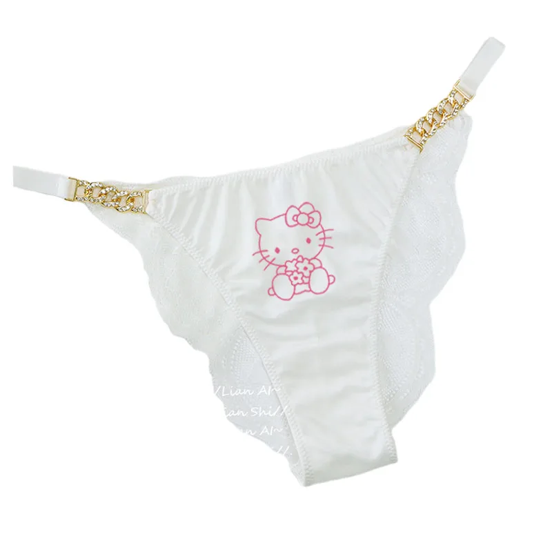 European American Ladies' Sexy Low-Waisted Translucent Hellokittys Thong Hot Girls' Thin Breathable One-Piece Briefs Underwear