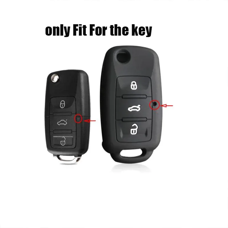 Silicone Car Key Case Cover for VW Volkswagen Passat B5 Polo T4 Golf 4 for Seat Leon 1 Altea Ateca for Skoda Octavia A5 Keychain