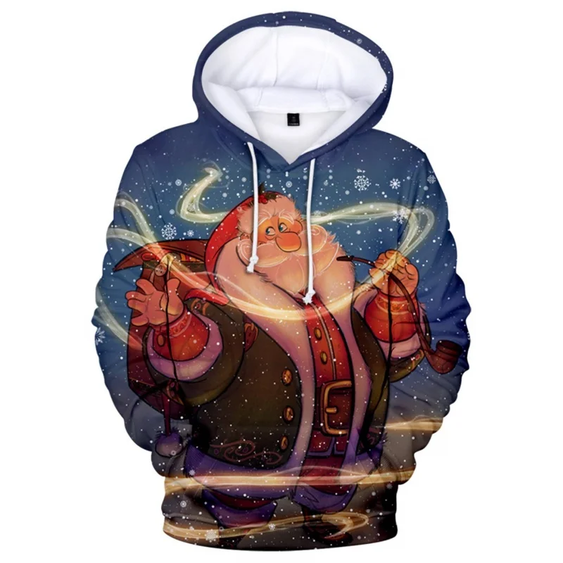 الإبداعية سانتا كلوز نمط هوديي للرجال النساء عيد الميلاد ثلاثية الأبعاد طباعة البلوفرات عادية هوديس بلايز طويلة الأكمام فضفاضة البلوز