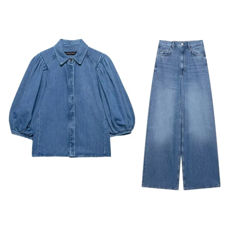 

Spring Summer 2025 Women's Design Sense V-ne Versatile ort Sve Denim irt Loose Fit Regular Length Other Material 00