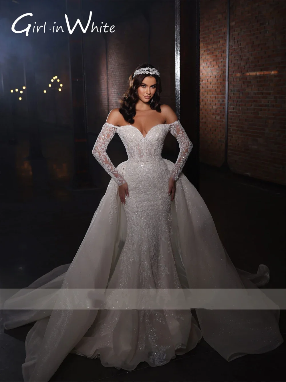 

Grace Long Sleeve Embroidery Mermaid Wedding Dresses Sweetheart Customized Lace Sweep Train Robe De Mariée Boho Vestido De Novia