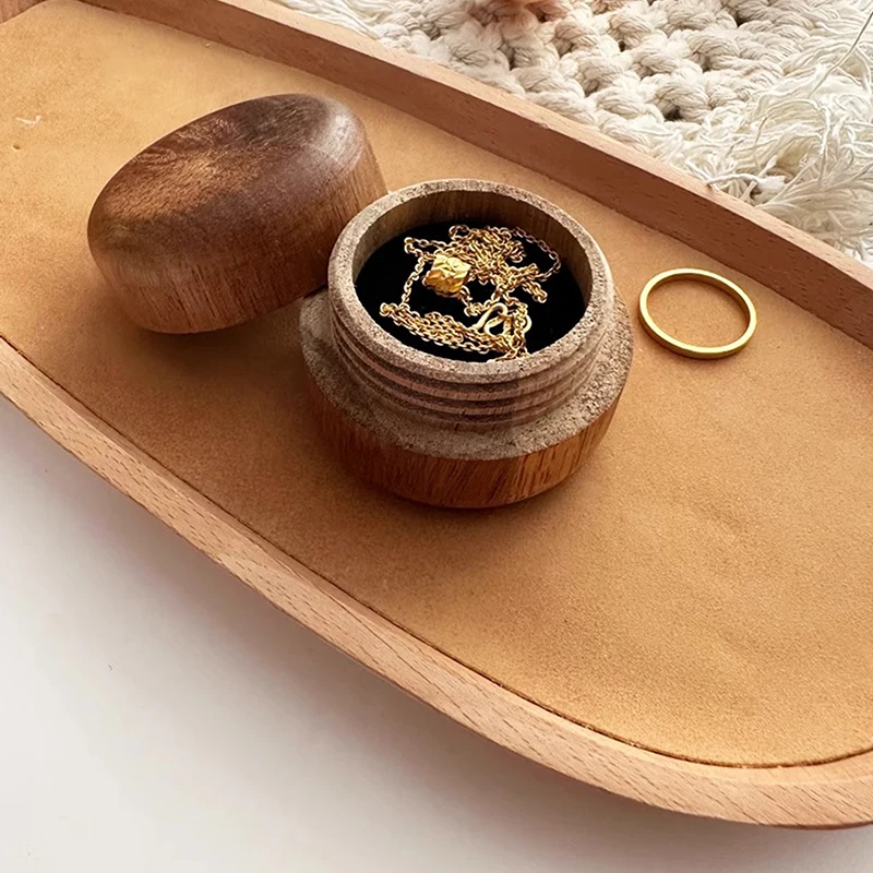 

[xxx]【xxx】Wood Ring Box Wedding Proposal Engagement Round Wood Ring Box Jewelry Storage Box Portable Solid Wood Ring Box[ZYS]
