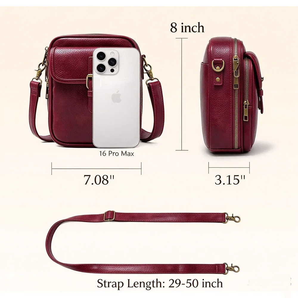 Small Crossbody Bag for Men Women, Vegan Leather Anti Theft Shoulder Purse with Card Slots, Multi Pocket Messenger Wallet Bag view 3