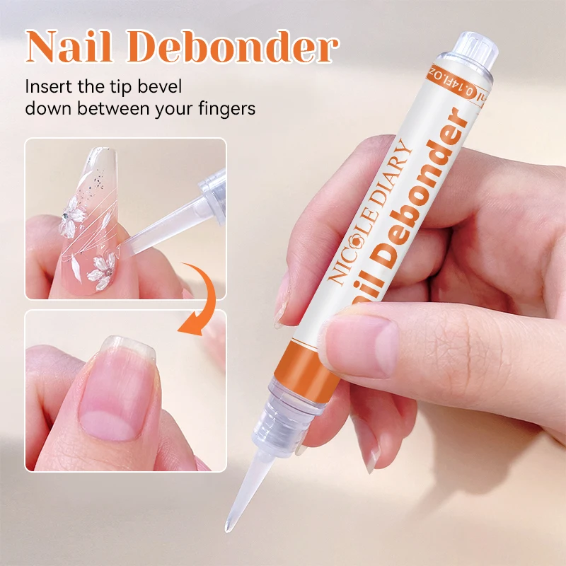 NICOLE DIARY 4ml Nail Debonder Nail Remover Pen For Solid Nail Tips Gel False Nail Tips Solid Adhesives Gel Remover Nail Liquid