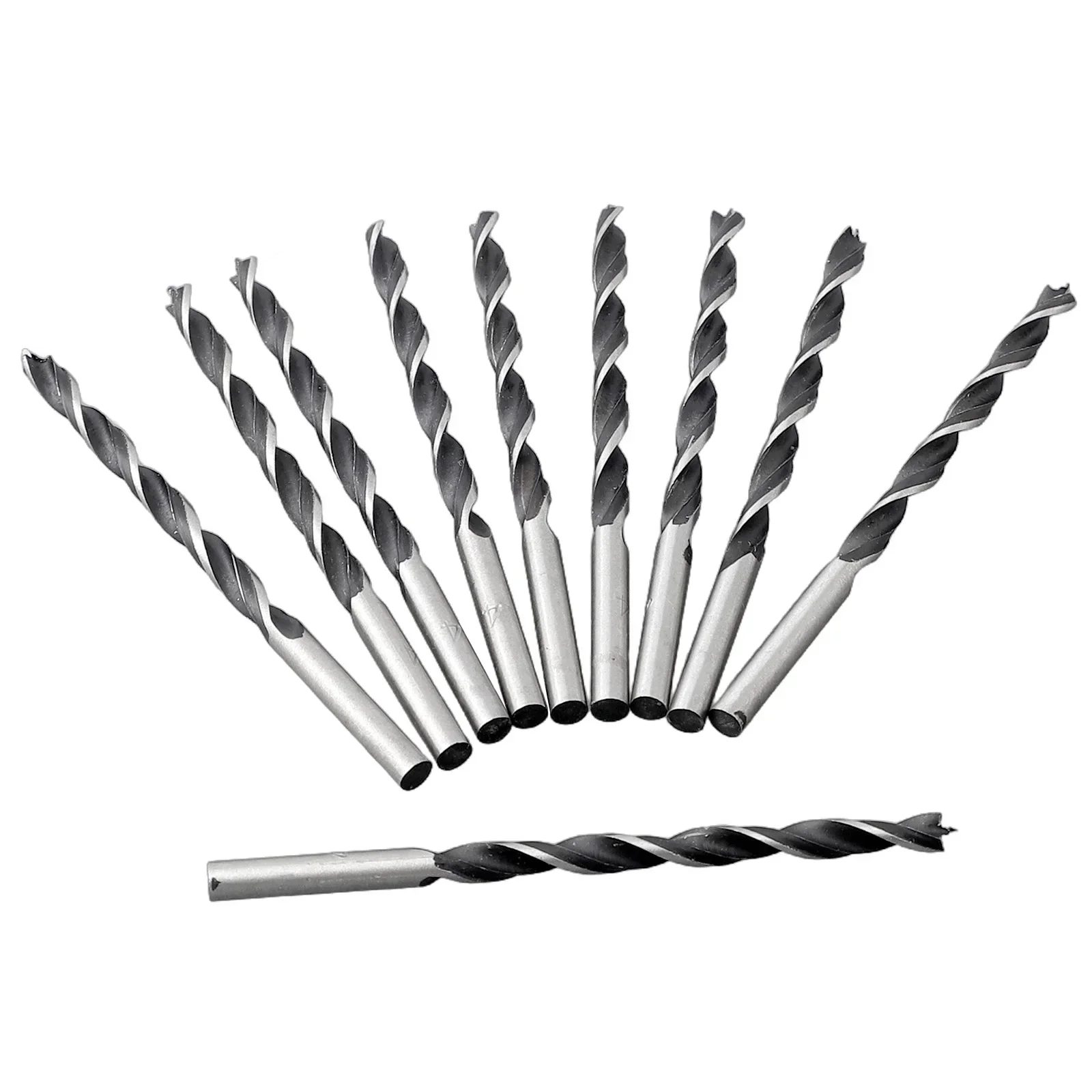 Kit de broca espiral para carpintaria, 10 peças, 3mm/4mm/5mm de diâmetro, brocas de madeira de aço de alto carbono com ponto central, broca de madeira