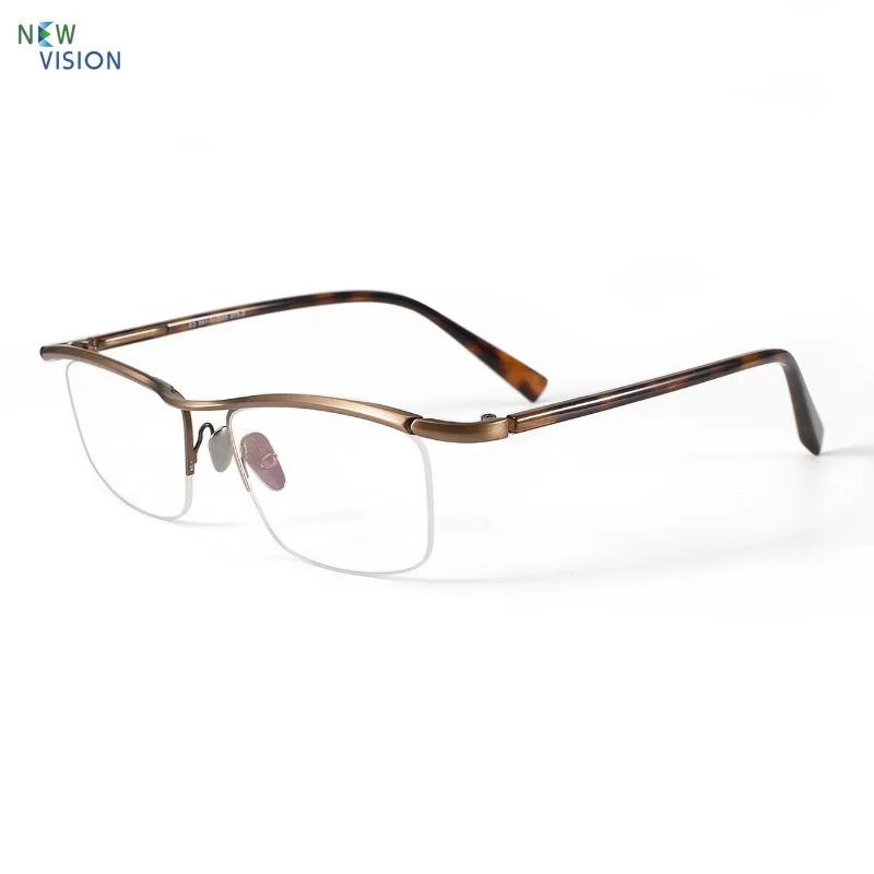 

New Men Glasses Business Pure Titanium Square Optical High Quality Half Frame Women Anti Blue Light Prescription Eyeglass Frame