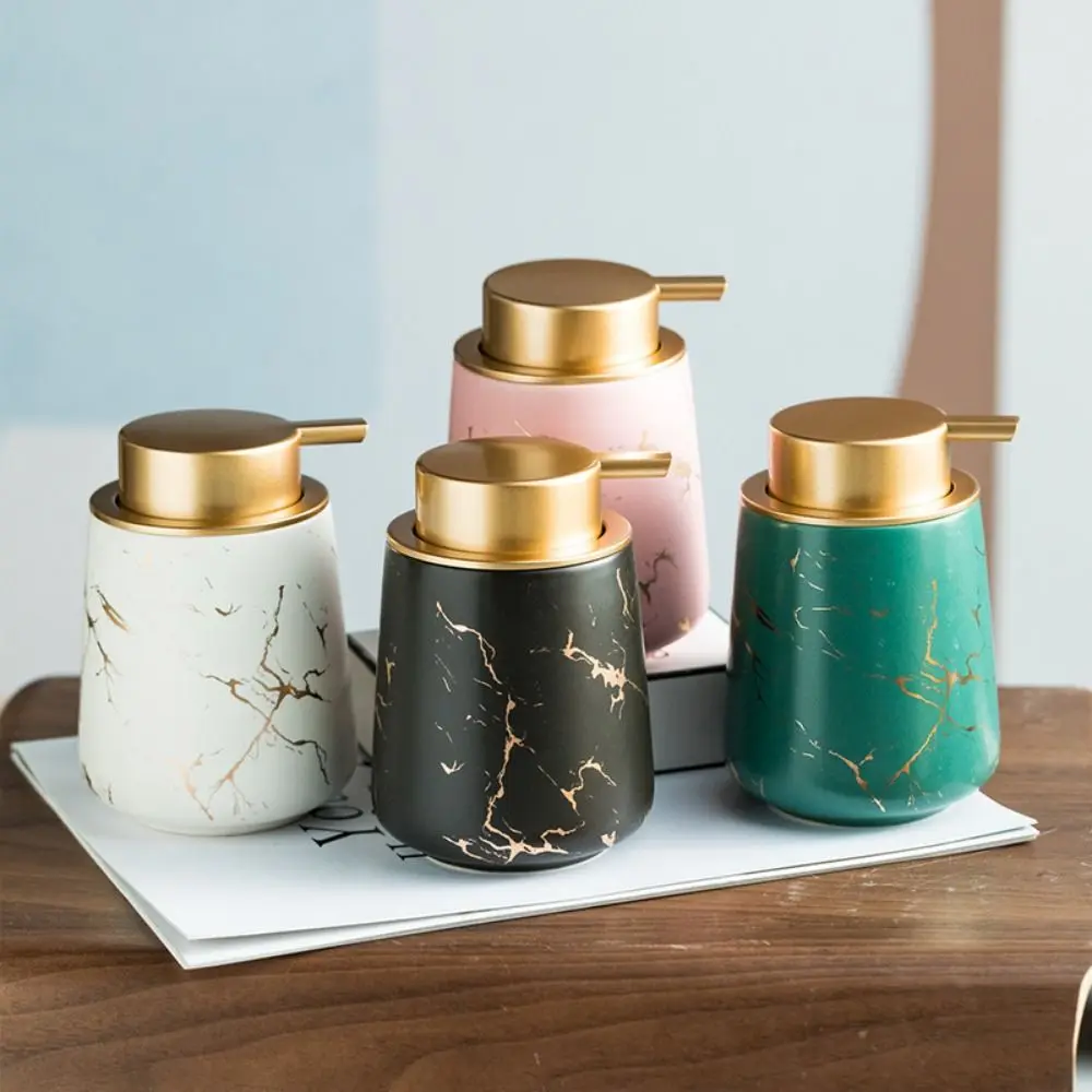 

Ceramic Lotion Soap Bottle Refillable Leak-Proof Soap Pump Dispensers Easy To Press Marble Pattern Cosmetic Container Kitchen