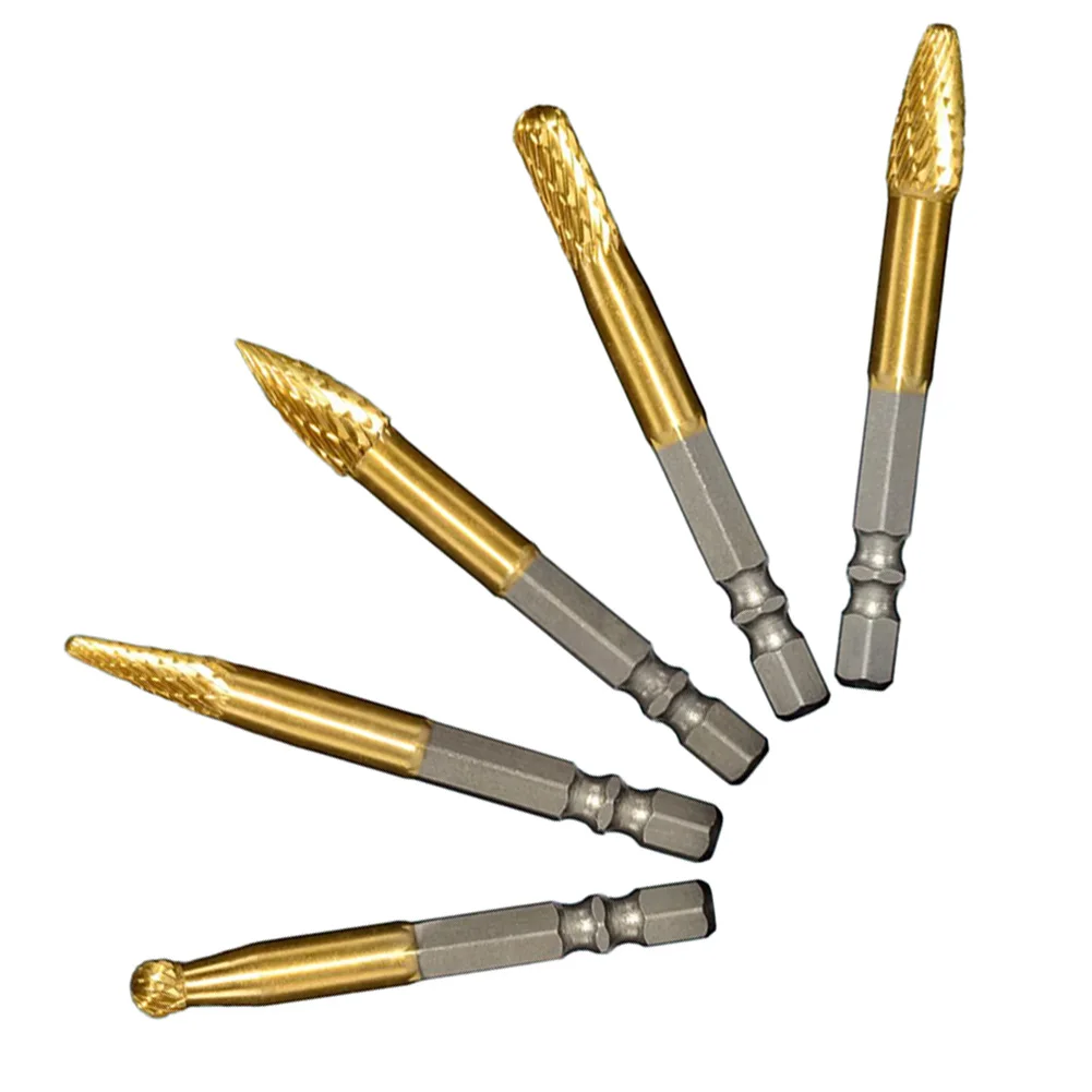 

5 шт., металлические борфрезы, роторный напильник, 1/4 дюйма, шестигранный хвостовик, абразивные инструменты для гравировки, шлифовки, полировки, детали инструментов