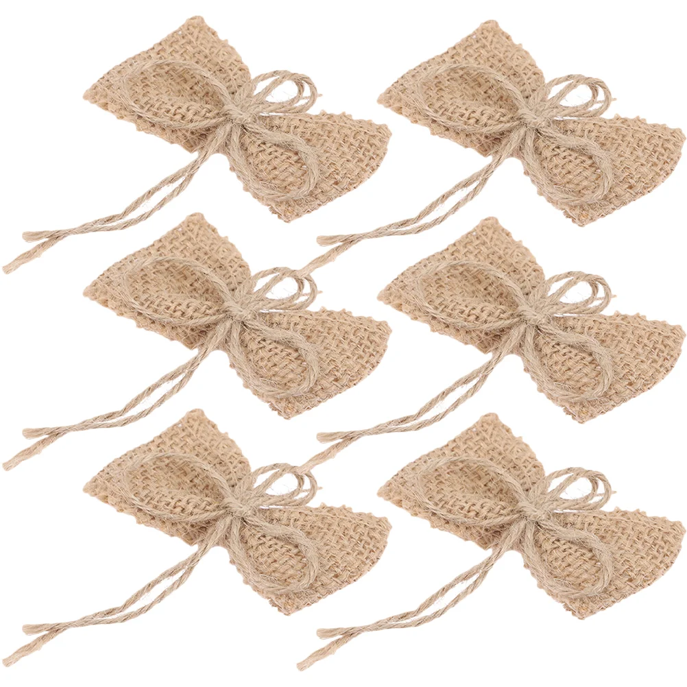 6 Pcs Decorate Burlap Bow Christmas Tree Decorations Rustic Wedding Numb Hanging Ornament