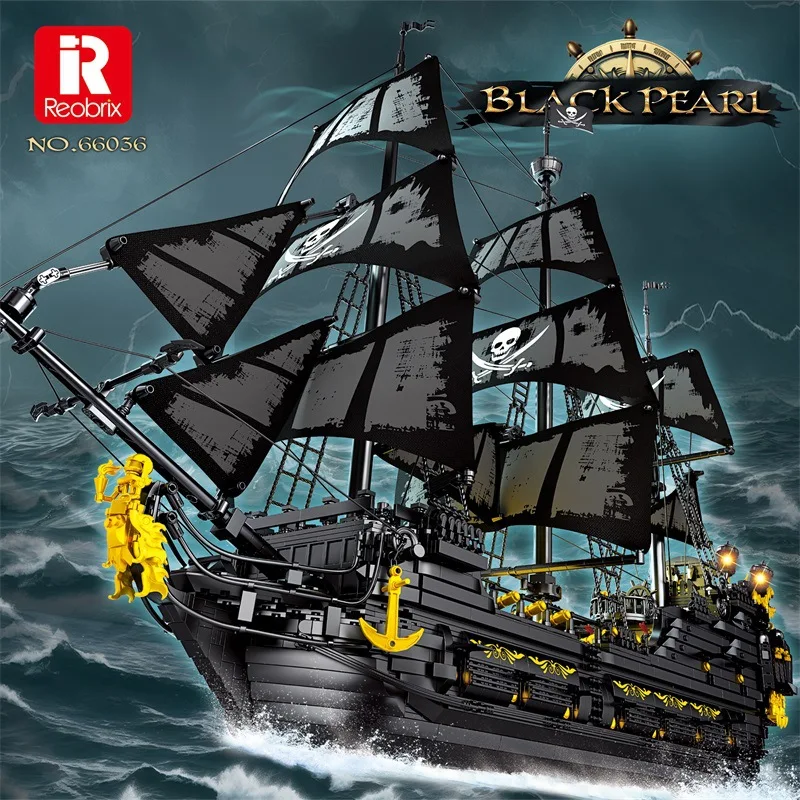 IN STOCK MOC The Black Pearl Pirate Ship Building Blocks Model Construction Set for Boys Bricks Assembling Children's Toys