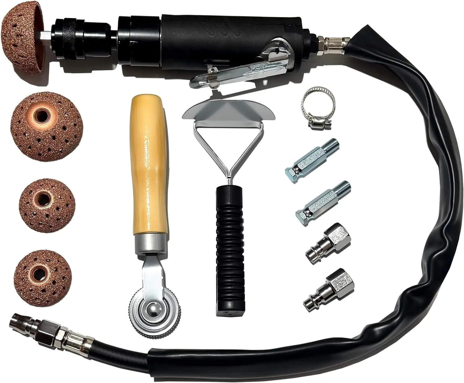 

Professional Car Tire Repair Kit with 2500rpm Buffer, Tungsten Grinding Heads & Tools for Emergency Fixes