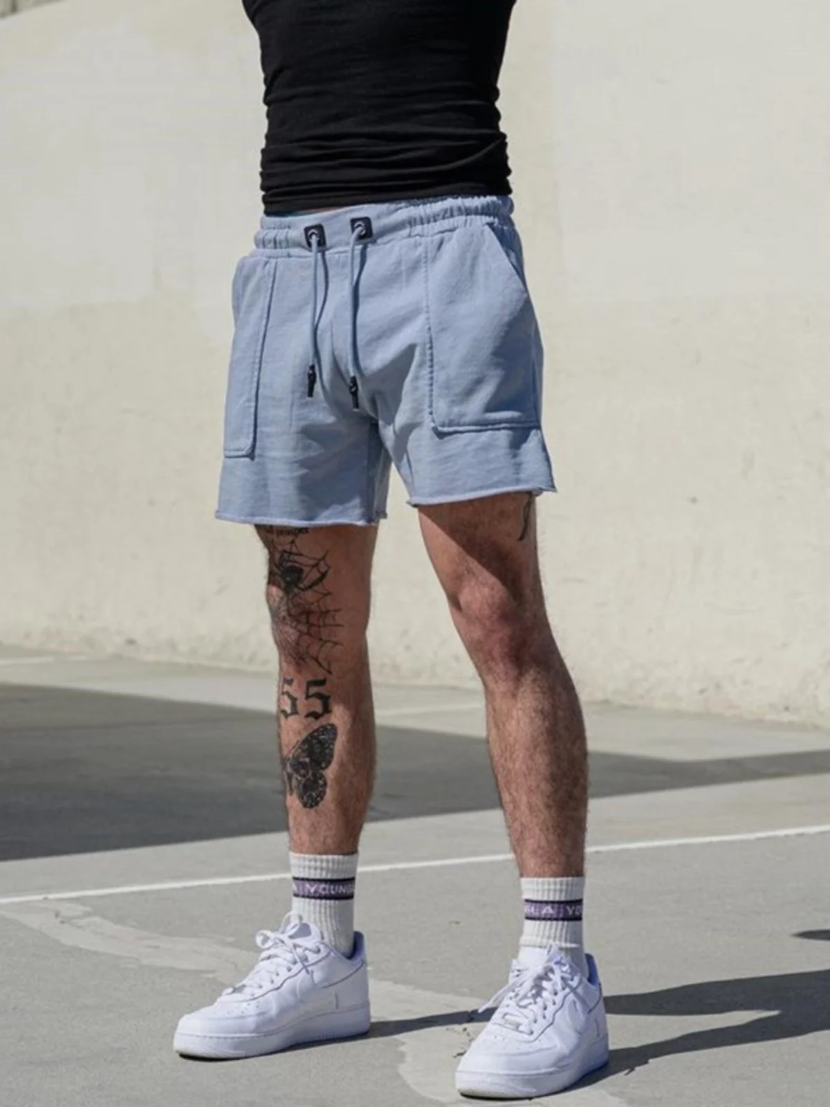American Style Basketball Training Shorts Men's Summer Casual Sports Running Knee-Length Training Pants Loose Fit Knitted
