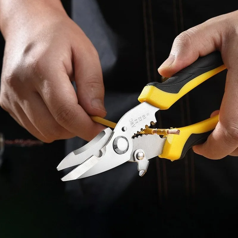 

Multifunctional Wire Strippers Cutter Multi-function Nippers Sharp-nosed Peeling Pliers Electric Cable Electrician CrimpingTool