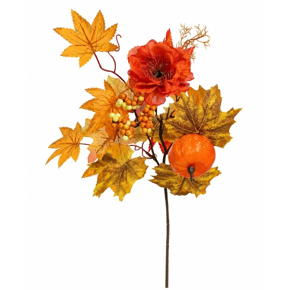 Autumn Artificial Flowers Bouquet Silk Maple Leaf Berry Pumpkin Fake Plant Thanksgiving Halloween Home Decor 2026 Party Supplies - view 4