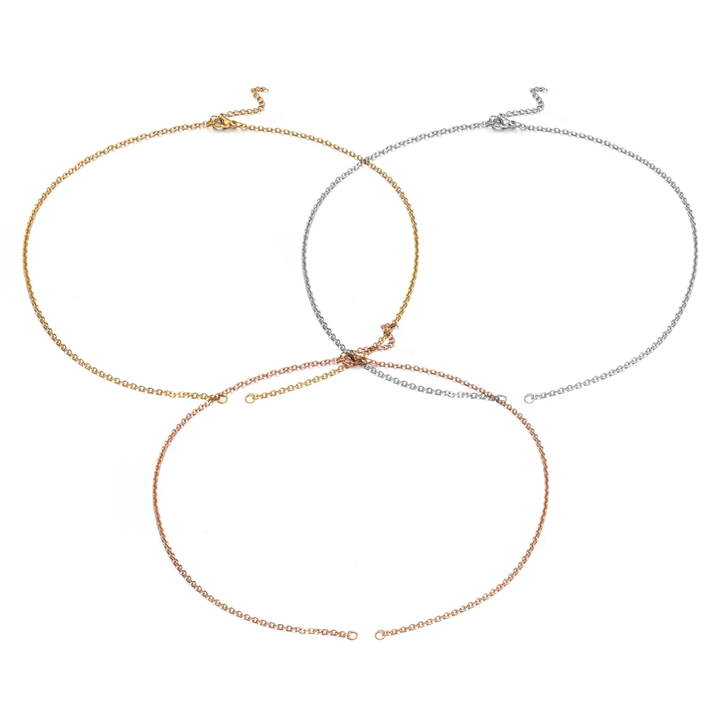 5 Stück Gold Edelstahl 45cm Verstellbare Flachketten mit Verlängerung DIY Schmuckherstellung Halsketten Verbinder Anhänger Zubehör – Detail 3