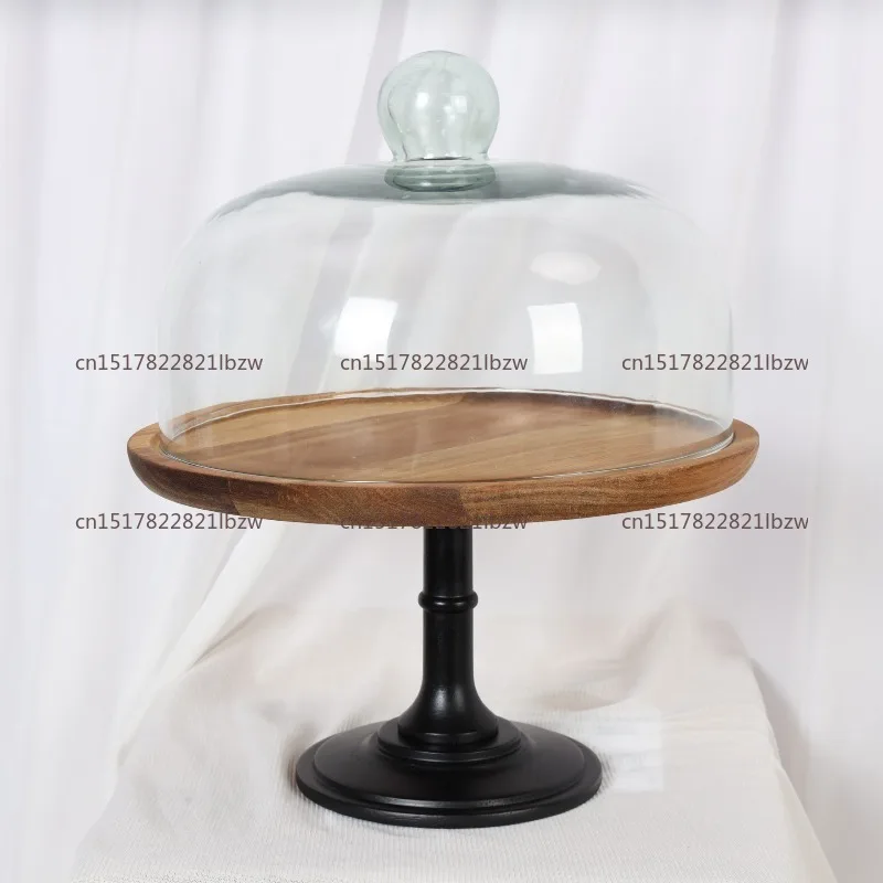 Wooden Cake Stand with Lid Multipurpose Serving Platter Decorative Cake Plate Dessert Display for Wedding Birthday Party