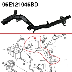 エンジンゴムタイベーターパイプ、フリーズハードウォーターパイプ、06e121045bd for Audi a4 a5 q7 vw Touareg 3.0t、06e121045ae