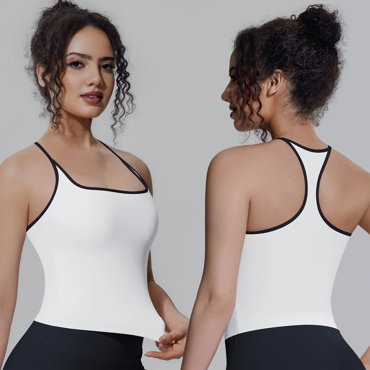 Solid Color Summer Breathable Beautiful Back Yoga Vest Shock-absorbing Running Yoga Tank Top I-shaped Vest Gym running Yoga Vest