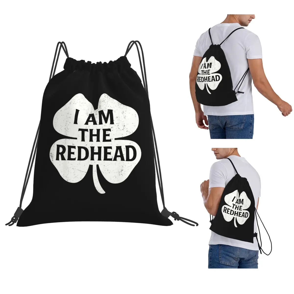 I Am The Redhead St Patricks Day Backpacks Portable Drawstring Bags Sports Bag Book Bags for Travel School