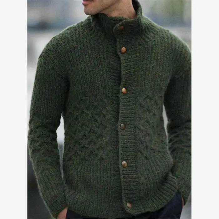 

Мужской вязаный кардиган с высоким воротником, длинными рукавами, свободного кроя, повседневный, осенне-зимний, новинка, модная мужская верхняя одежда