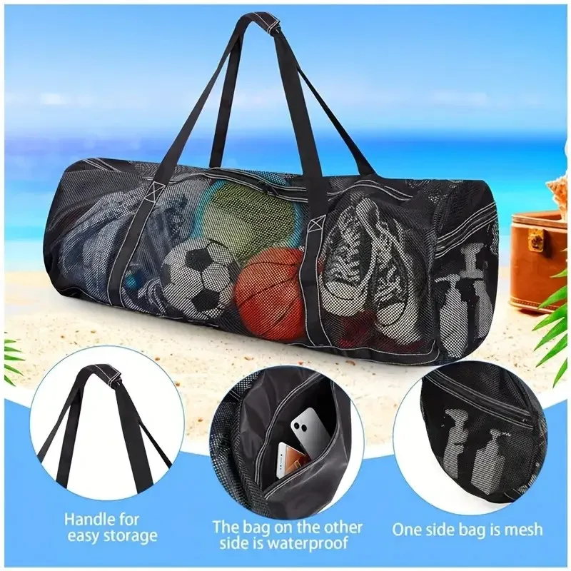 Basketball Soccer Volleyball Bag Large Capacity Breathable Mesh Sports Duffel Bag Multifunctional Athletic Gear Storage Sack Gym