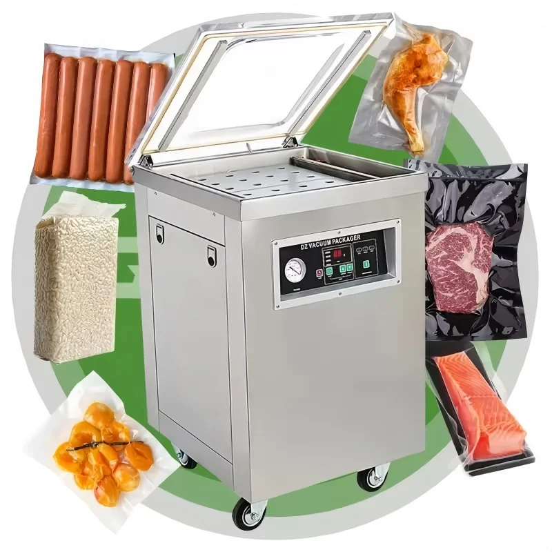 Máquina envasadora de sellado al vacío de una sola cámara a buen precio para salchichas Ricotta Mozzarella Cheddar queso